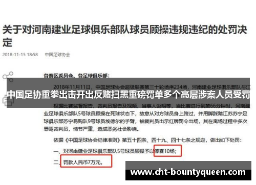 中国足协重拳出击开出反赌扫黑重磅罚单多个高层涉案人员受罚